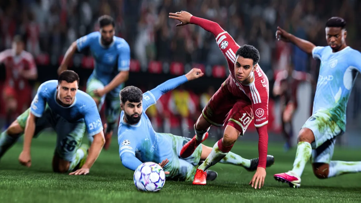 Борьба игроков за мяч на газоне — EA SPORTS FC 27